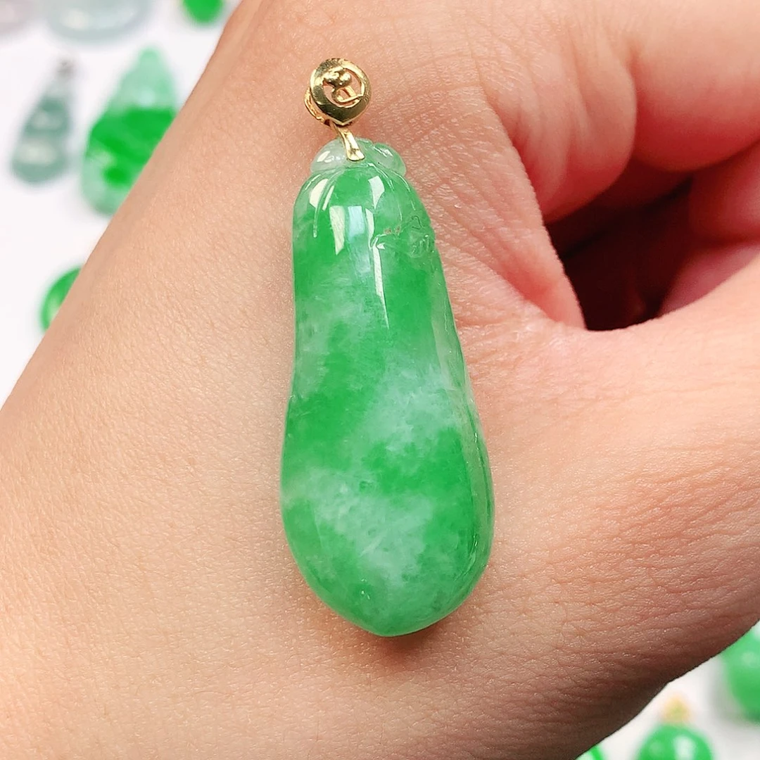 吊坠(不含链)18K金镶嵌翡翠