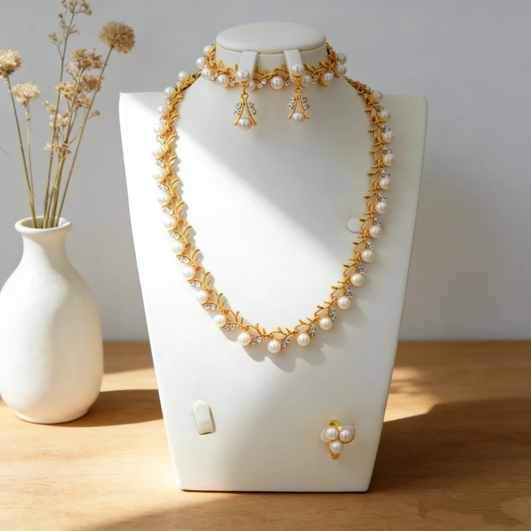 钛钢仿珍珠项链 Xyuer谢雨儿手工气质轻奢百搭款立体首饰套装