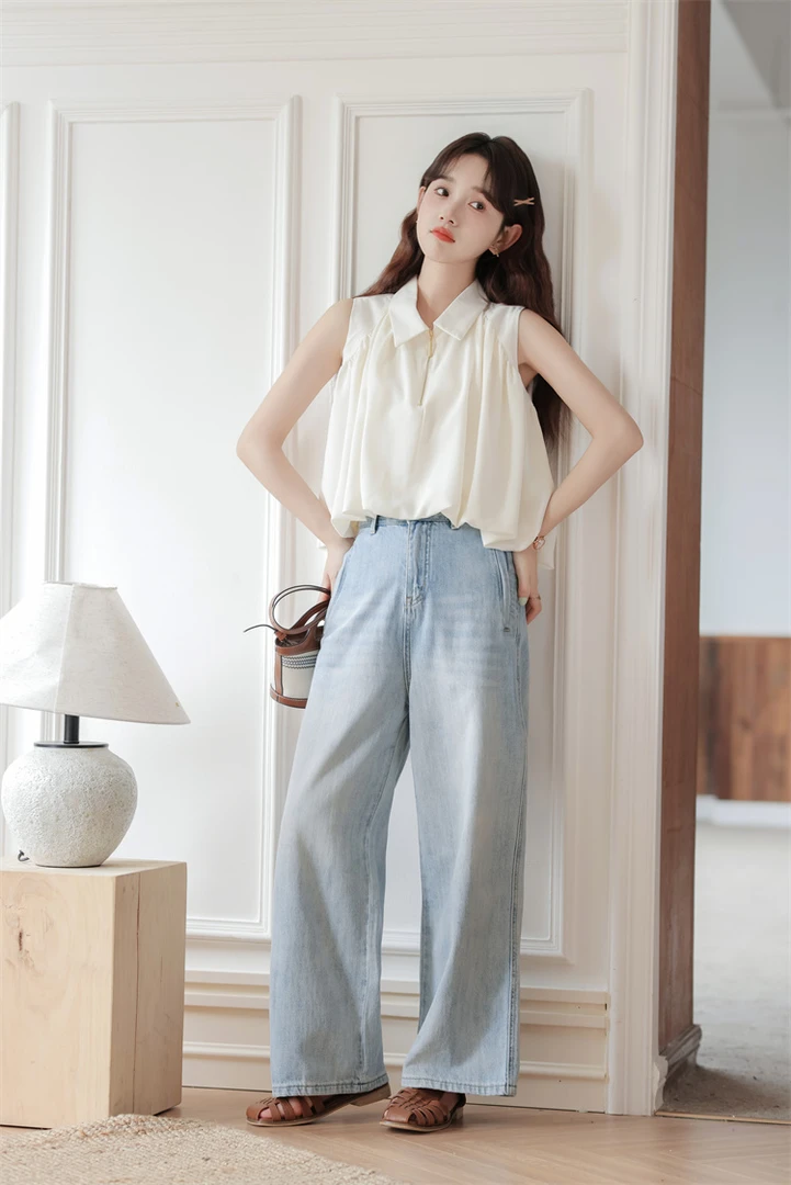 衬衫上衣女夏季宽松薄款无袖短款气质法式小清新背心小众百搭衬衣