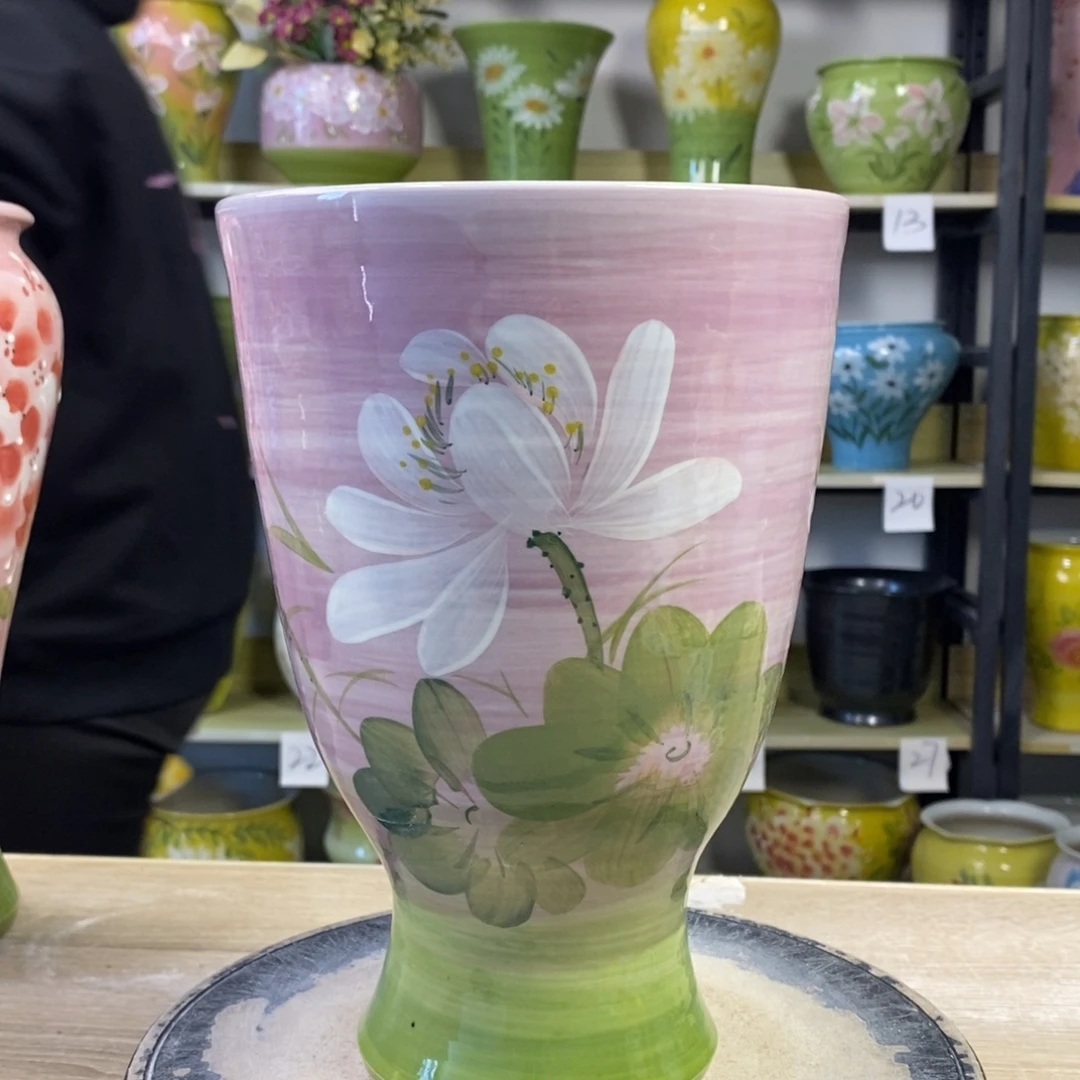 景德镇手工手绘陶瓷花盆
