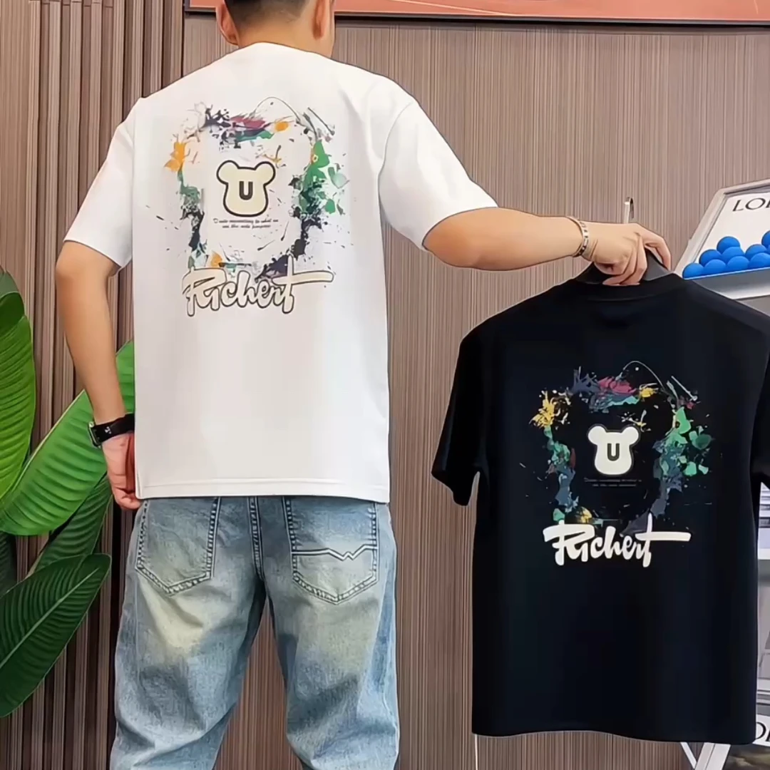 2025纯棉短袖T恤潮流INS圆领半袖男士休闲高街痞帅上衣男装帅