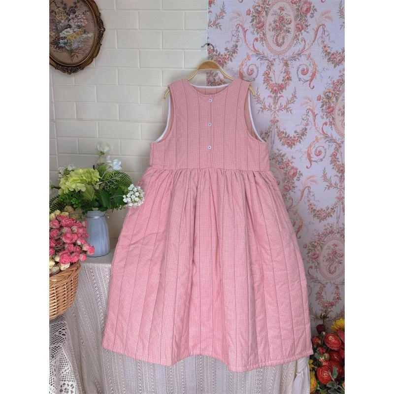 《米粒》83611圆领宽松百搭减龄无袖背心裙