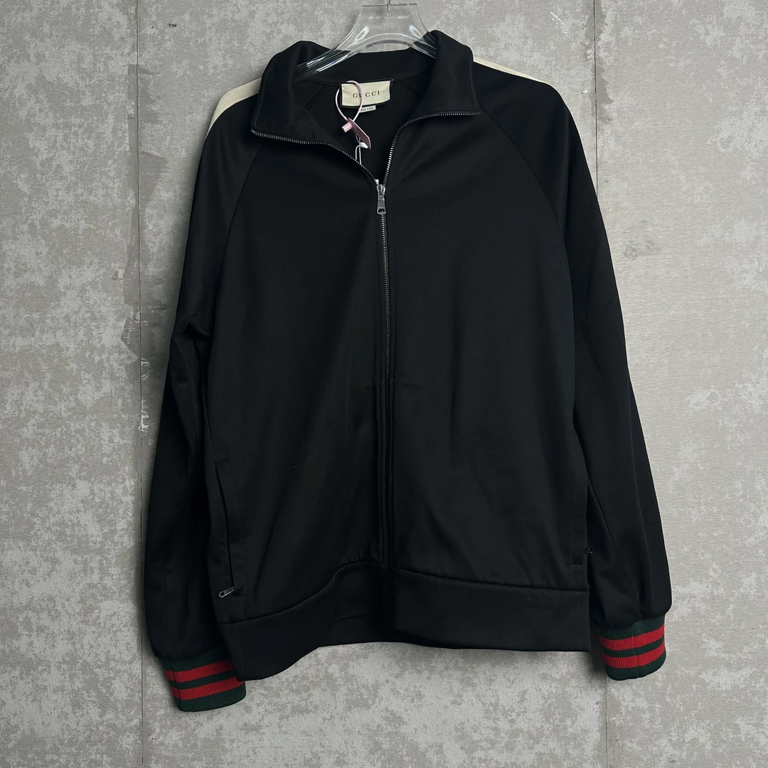 未使用 GUCCI/古驰 L*1/黑色侧边带字母logo拉链外套/15592