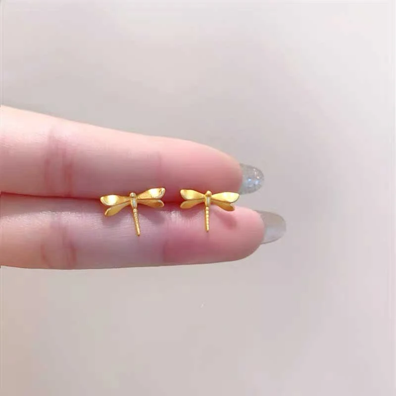 合金耳饰 小蜻蜓耳钉精致轻奢女款可爱气质小巧通勤耳饰秋冬新款