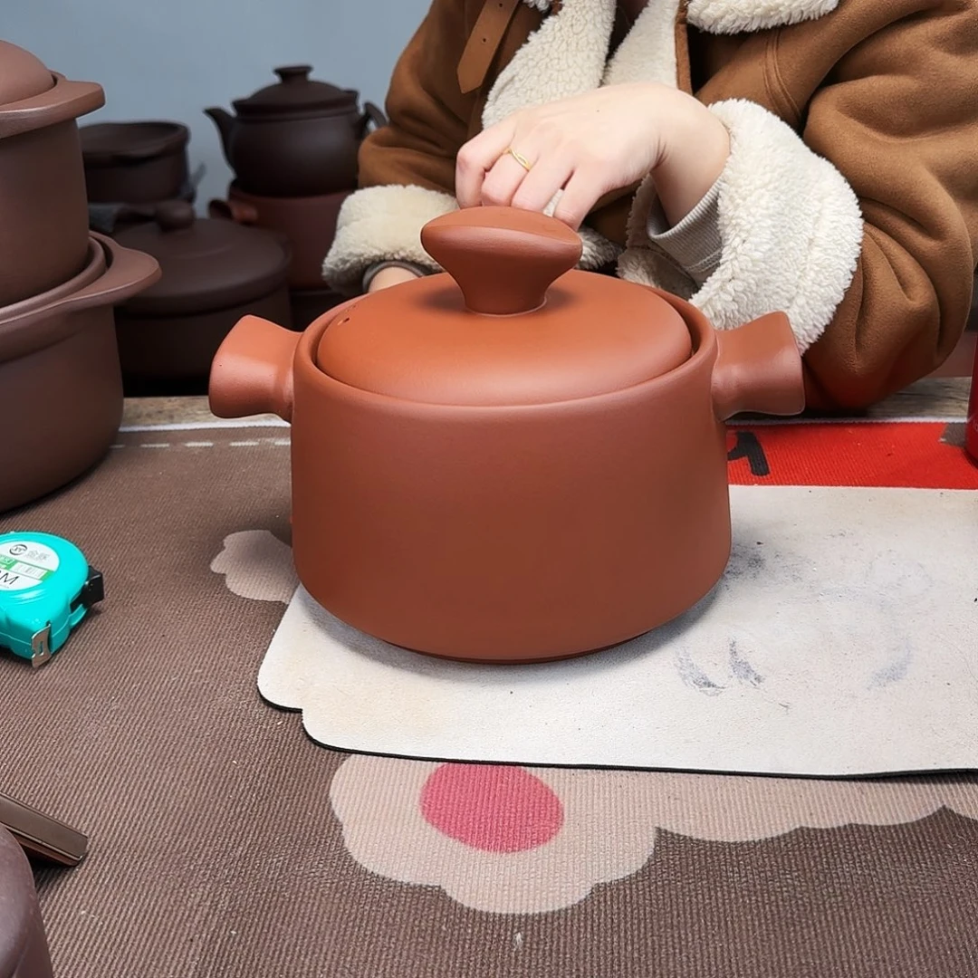 紫砂砂锅贵妃款红色3升正品