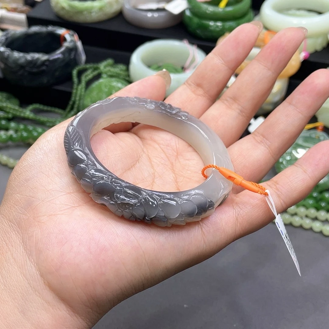 和田玉未镶嵌手镯55圈口41
