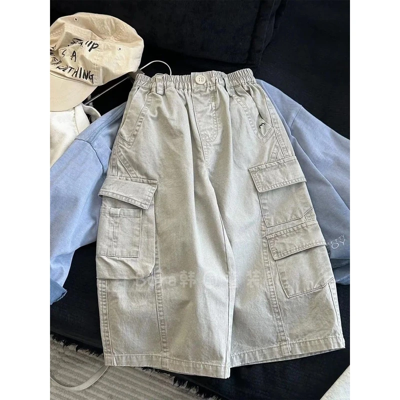 男童裤子儿童春装2025新款潮流工装牛仔裤女宝宝洋气痞帅休闲长裤