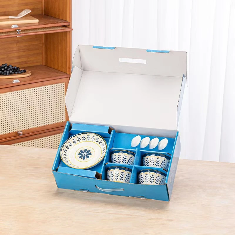 复古田园花碗碟陶瓷餐具礼品t