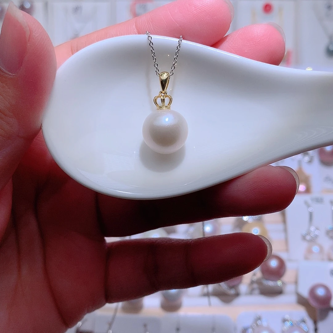 银S925镶嵌淡水珍珠吊坠(赠链)CC12.3mm