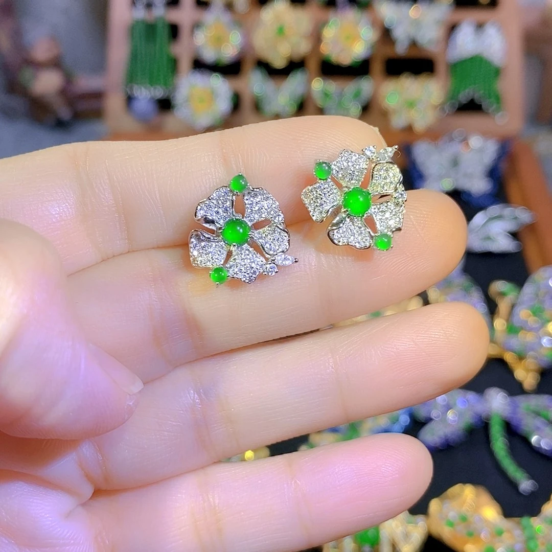 吊坠(不含链)银S925镶嵌翡翠