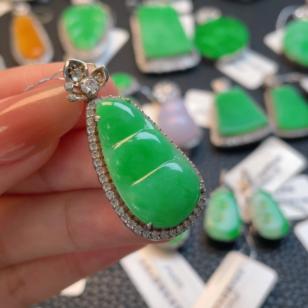 翡翠银S925镶嵌吊坠(不含链)