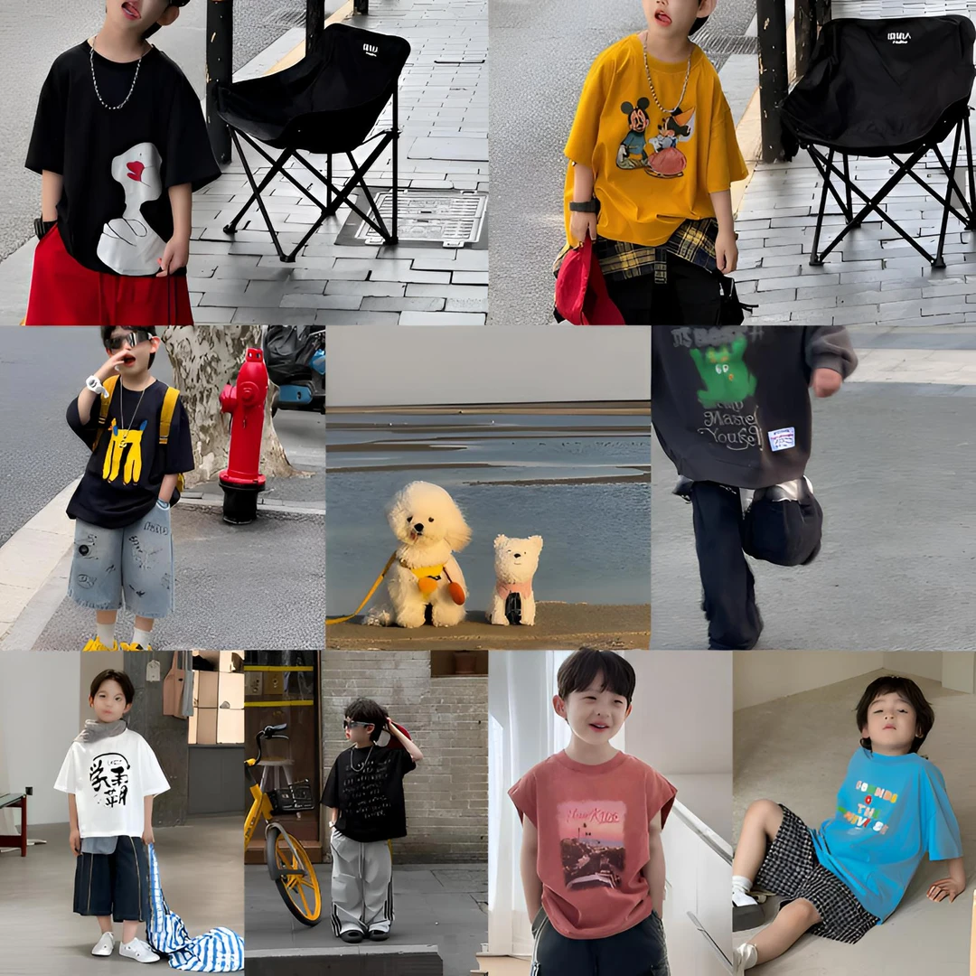 OAOH男童夏装套装潮牌短袖T恤背心衬衫521-559中大童儿童服装