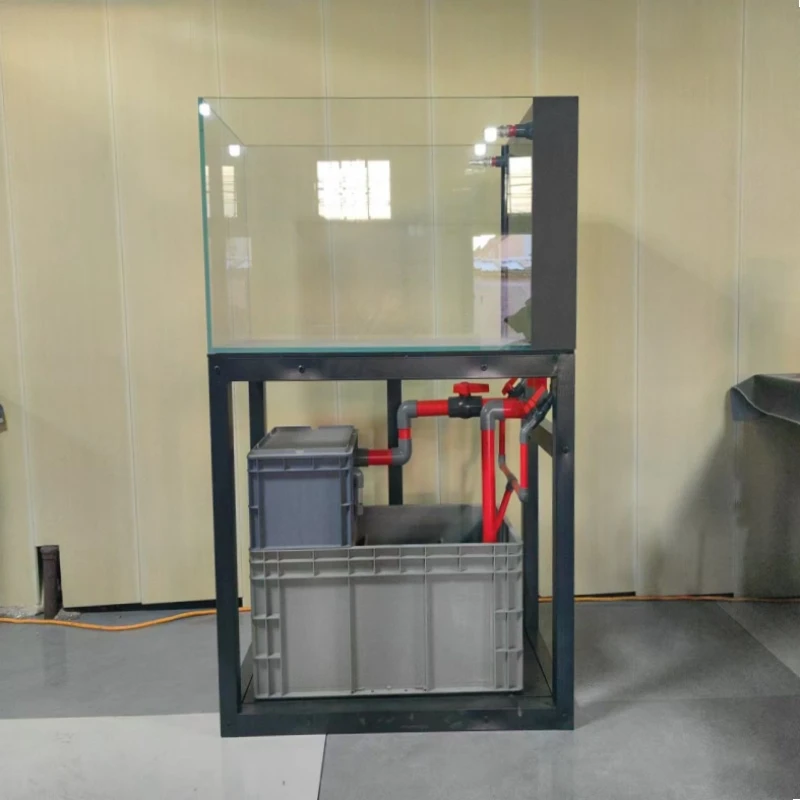 工业风溪流缸套装超白玻璃鱼缸底滤客厅生态水族箱水草缸静音过滤