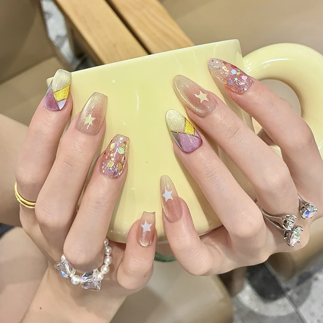 郭小双穿戴甲【甜星眨眼】时尚简约款10片盒装S22143