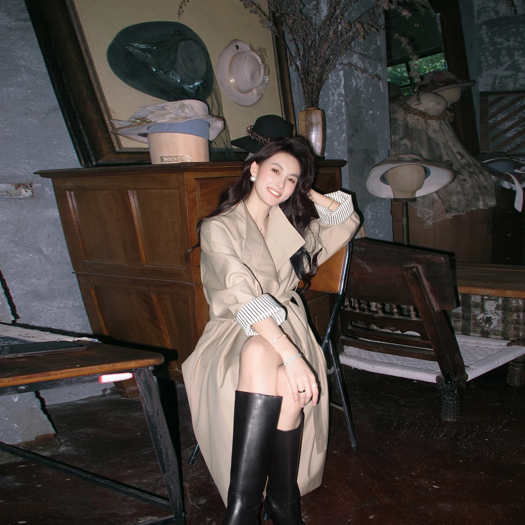 韩系立领风衣外套女2025春秋新款高级感气质今年流行收腰休闲大衣