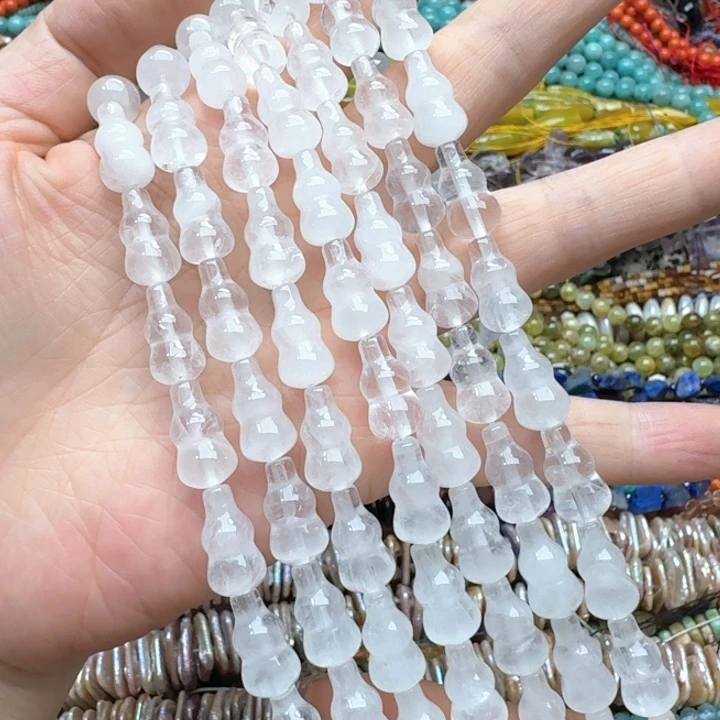 合金玛瑙/玉髓珠宝半成品一条8x15m白水晶葫芦