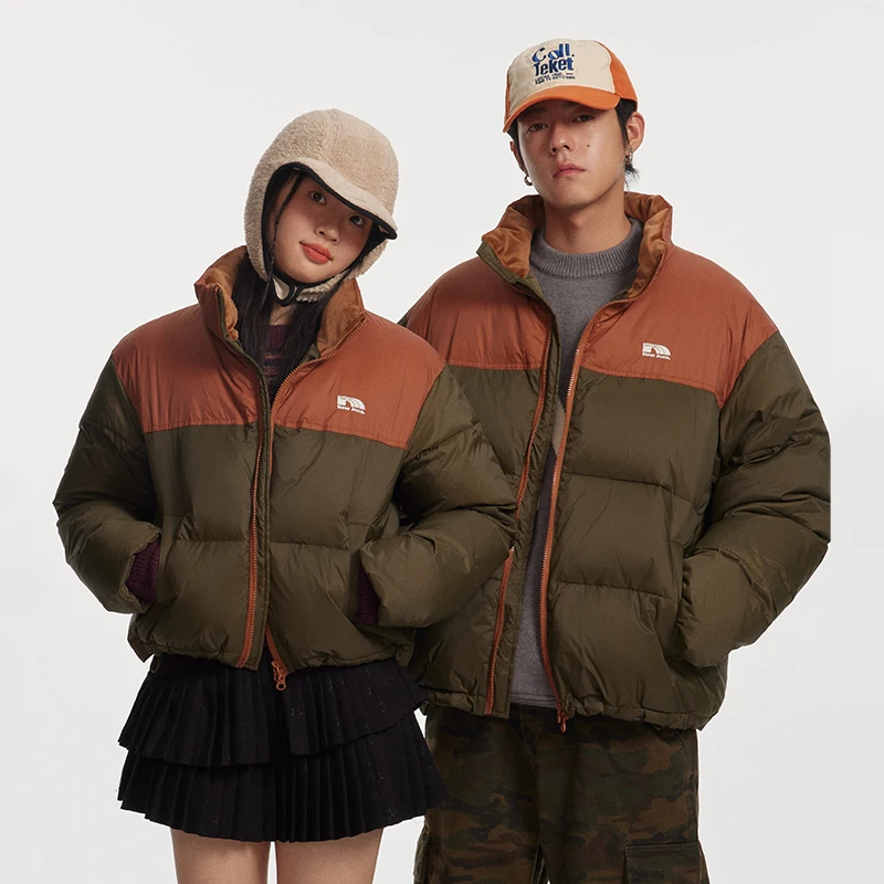 {青}江南先生90白鸭绒立领拼接羽绒服男女冬季防水保暖JN44B17