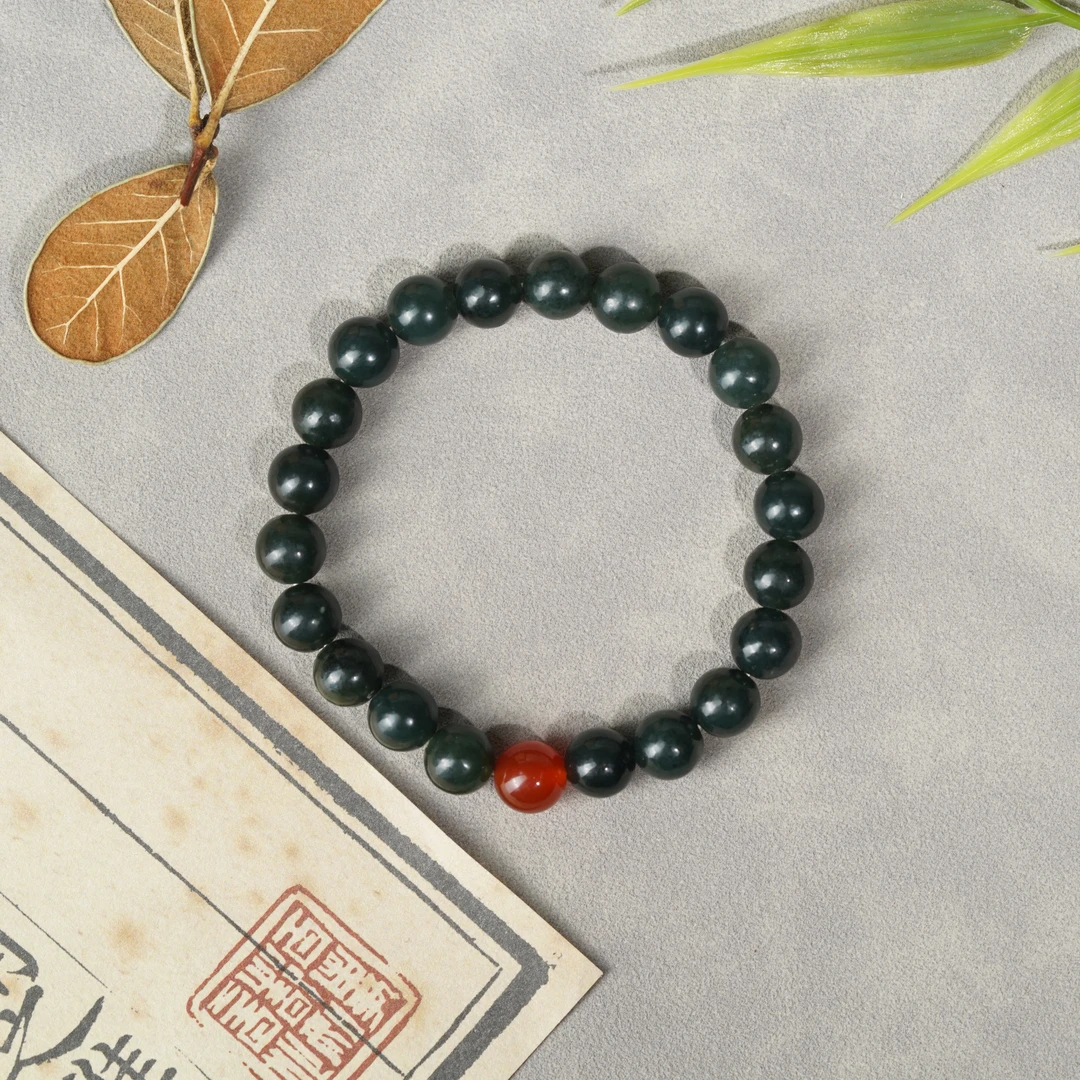 和田玉青玉手串8mm左右17g左右 Y0930-04