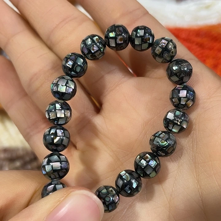 玛瑙/玉髓合金珠宝半成品2颗8mm鲍鱼贝华珍珠