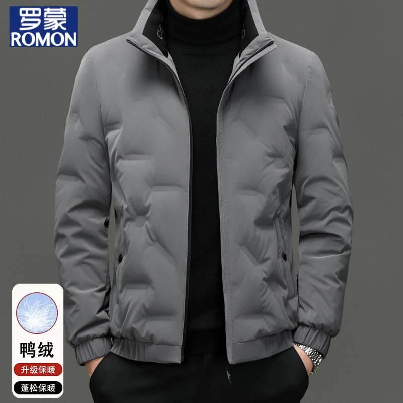 罗蒙轻薄羽绒服男士2025冬季新款高端休闲立领上衣保暖防寒外套男
