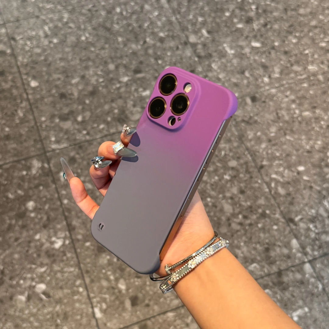 飞虎胜创意渐变双色无边框适用iPhone16手机壳华为oppo小米15vivo