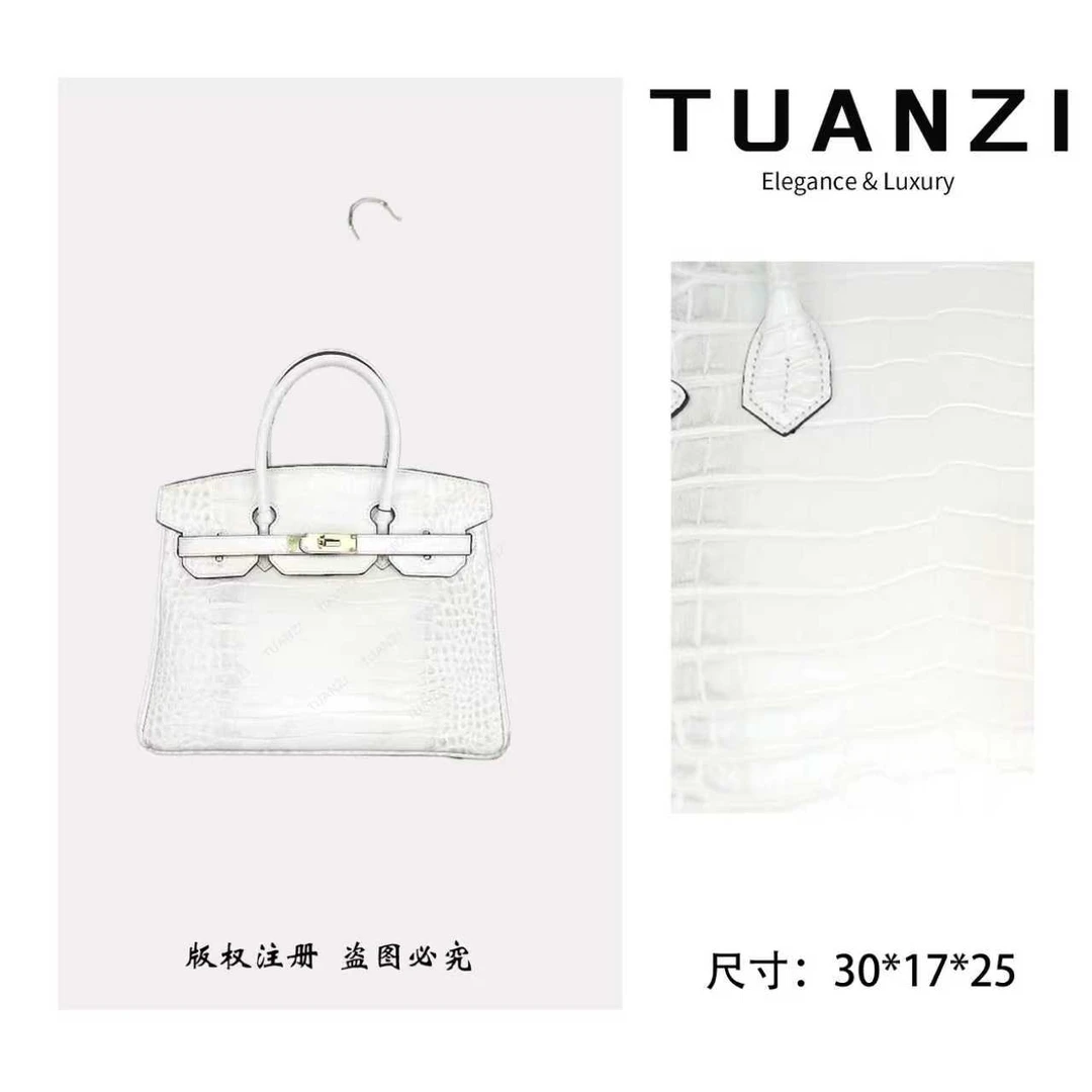 【30cm金扣】手提斜挎腋下TUAN′ZI定制真皮女包 XKY-3935-白色