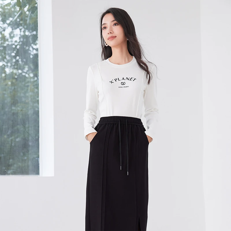 【直播专享】X4011068 T恤 香影设计感字母印花女长袖秋冬新款修