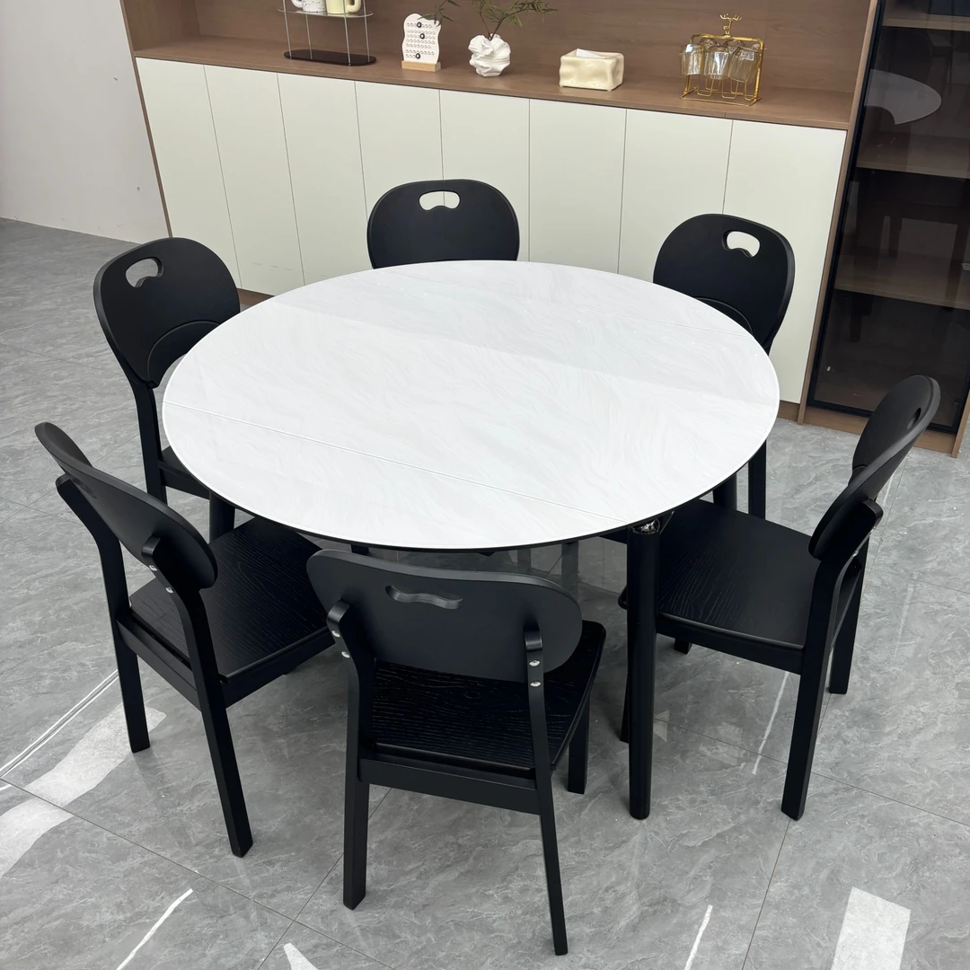 【专属定制链接】玉晶石实木餐桌椅可折叠伸缩方圆两用新中式