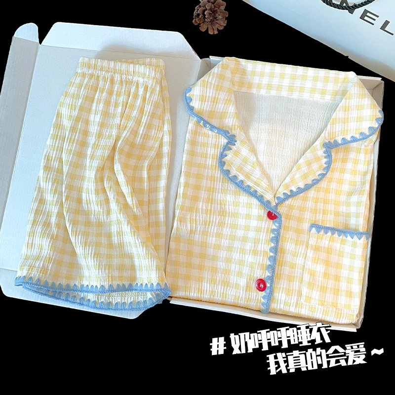 甜美风女大睡衣女款爆款2025新款夏宽松可外穿大码短袖家居服套装