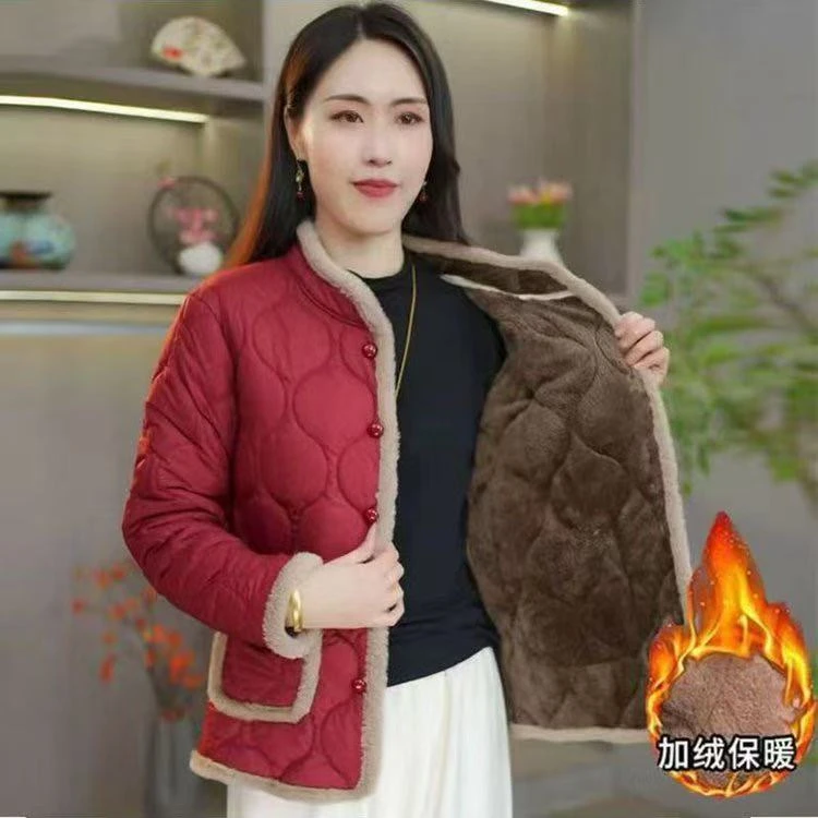 新款妈妈棉袄冬季秋冬加绒时尚中老年休闲棉服加厚外套棉衣保暖1