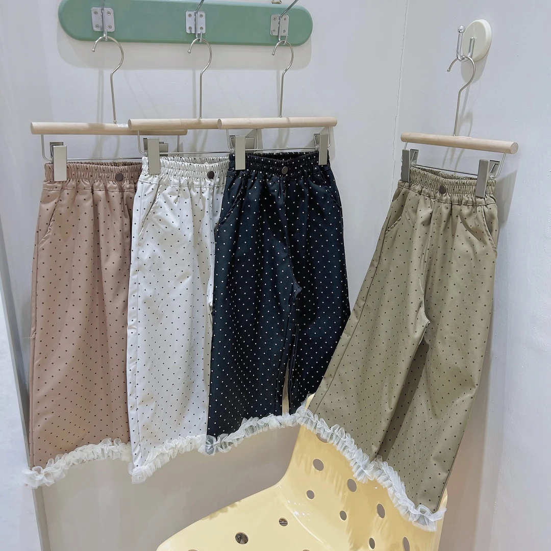 M607 女童 女宝宝 春款 波点 阔腿休闲裤 九分裤