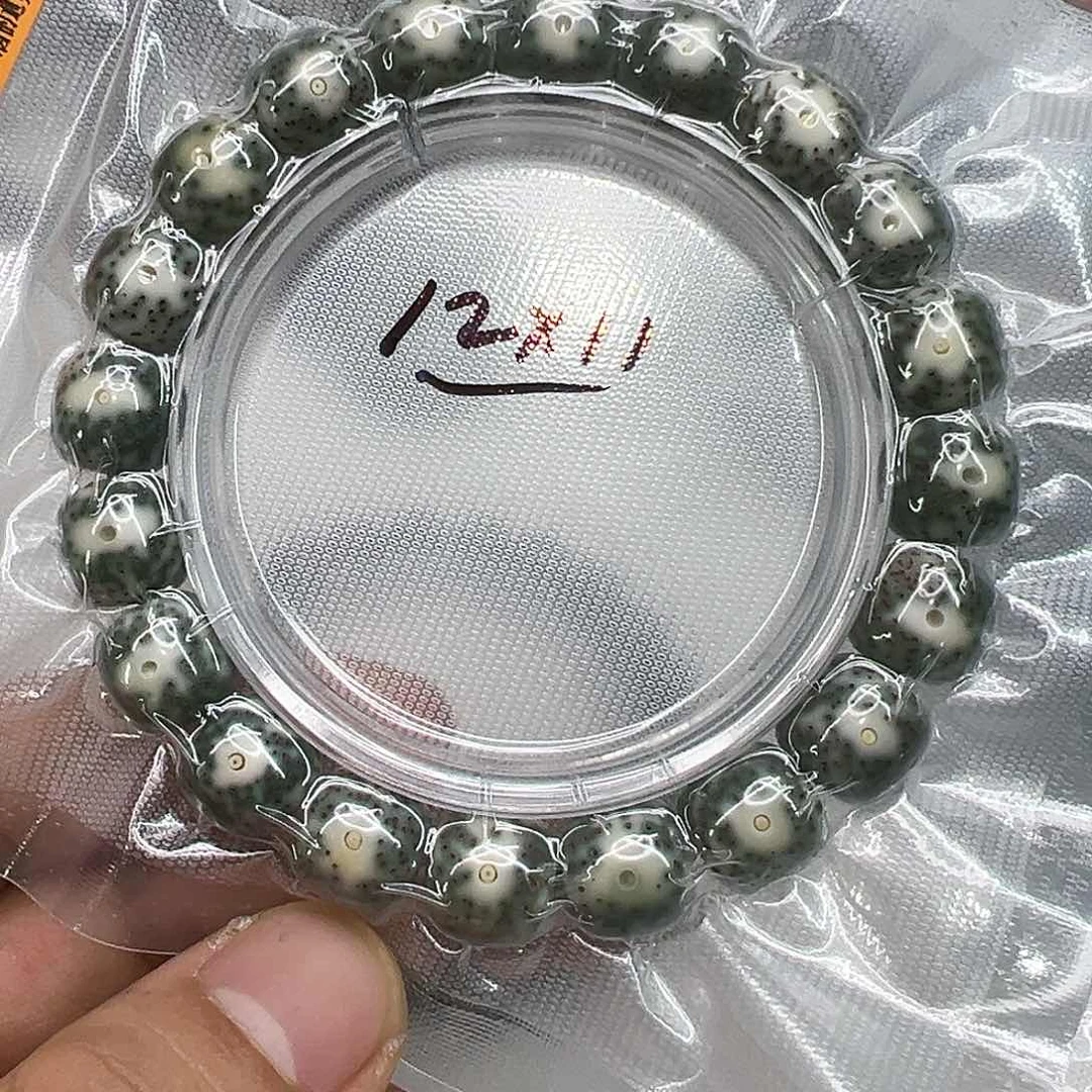 星月菩提手串61殿堂卡姿兰超大眼睛绿包白石玉星月菩提12