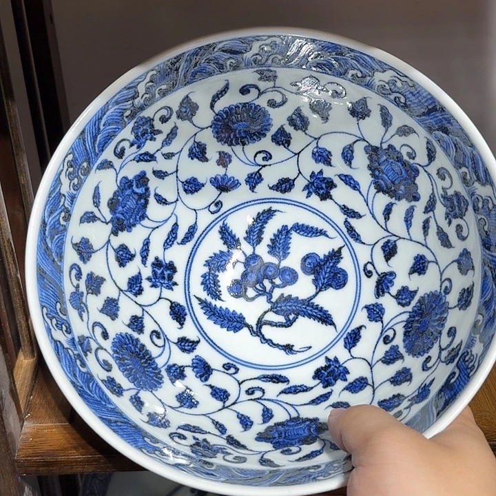摆件宇泽堂菊瓣鸡心大碗