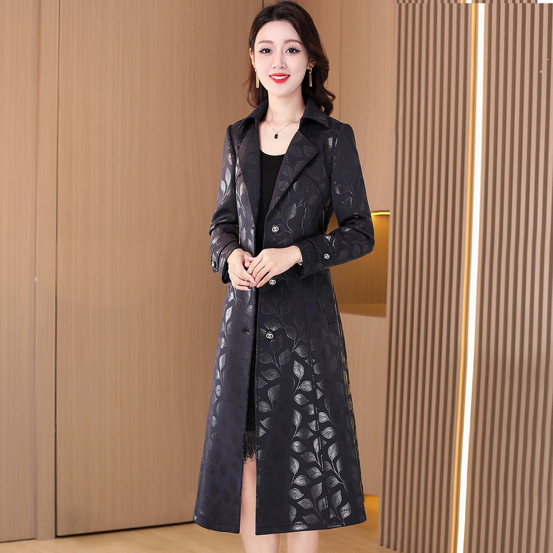 风衣女2025新款春秋超好看小个子高级感中年妈妈长款紫色大衣外套