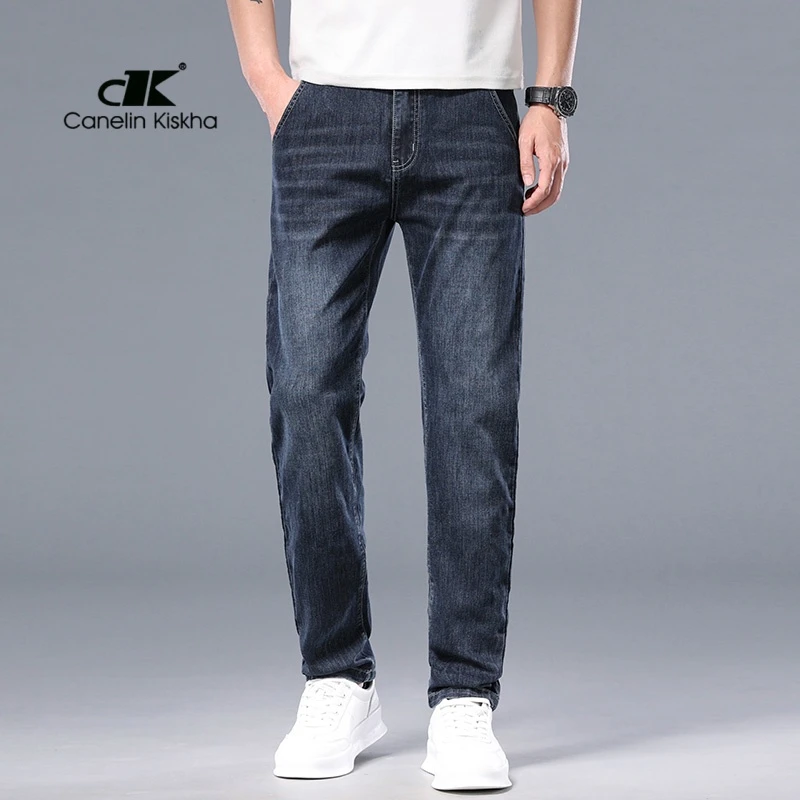 CANELIN KISKHA立体剪裁秋季男春秋冬牛仔裤裤子休闲裤弹力直筒裤