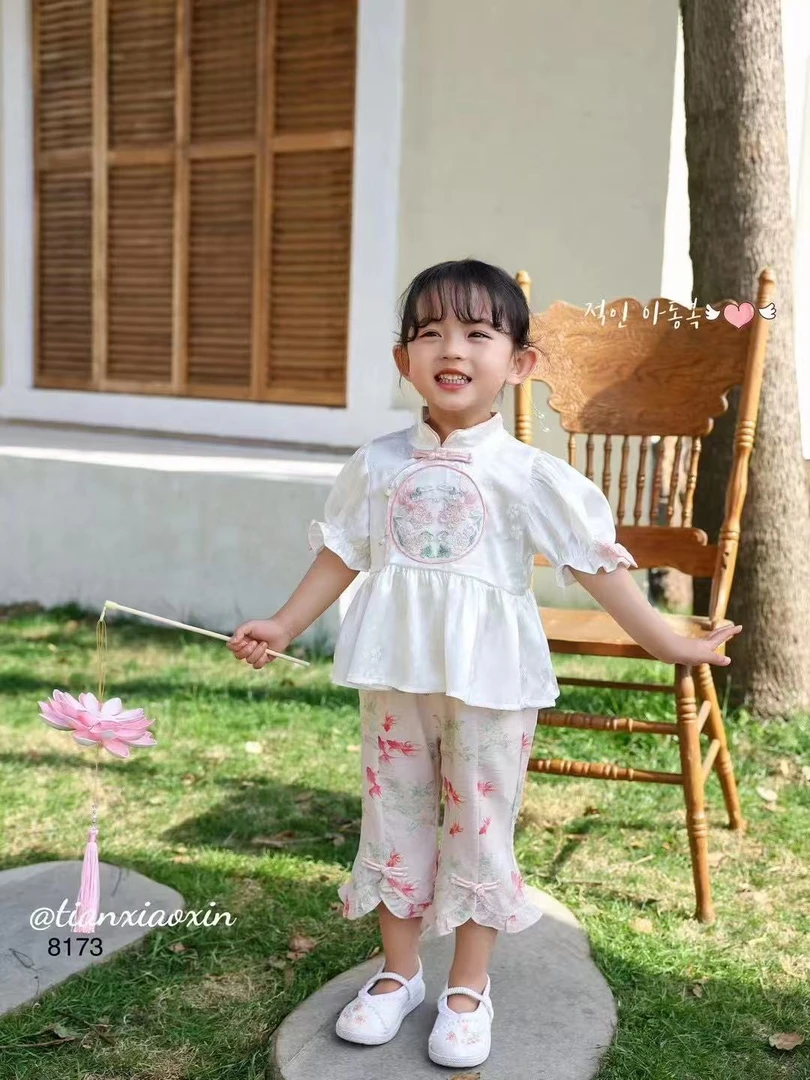 【138】2025夏季新款立体3D图案印花帽子套装洋气网红无袖女宝