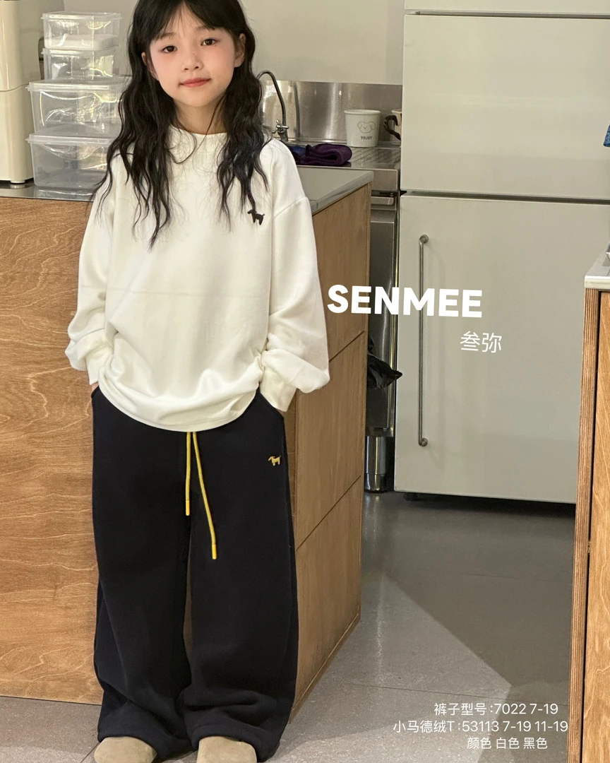 男女童加绒小马刺绣T恤中大童冬款半高领保暖打底衫3113