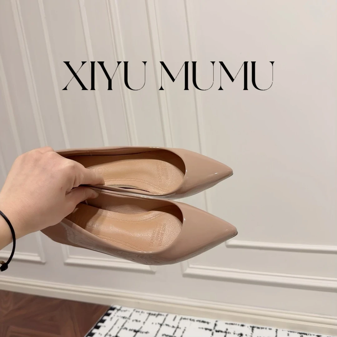 XIYUMUMU | “内增5cm”裸色温柔浅口露趾缝纯欲单鞋-A618