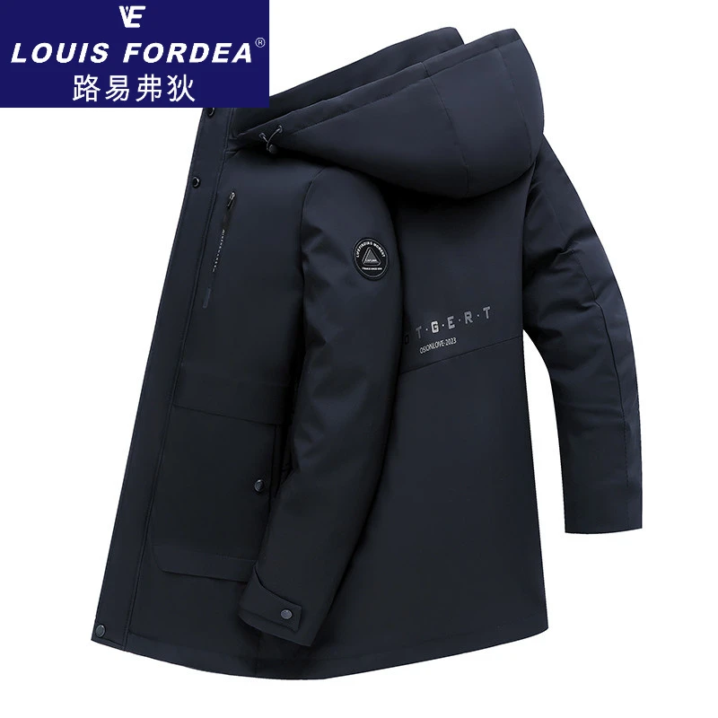 Louis Fordea/路易弗狄轻奢痞帅男装可脱卸连帽内胆棉衣保暖外套