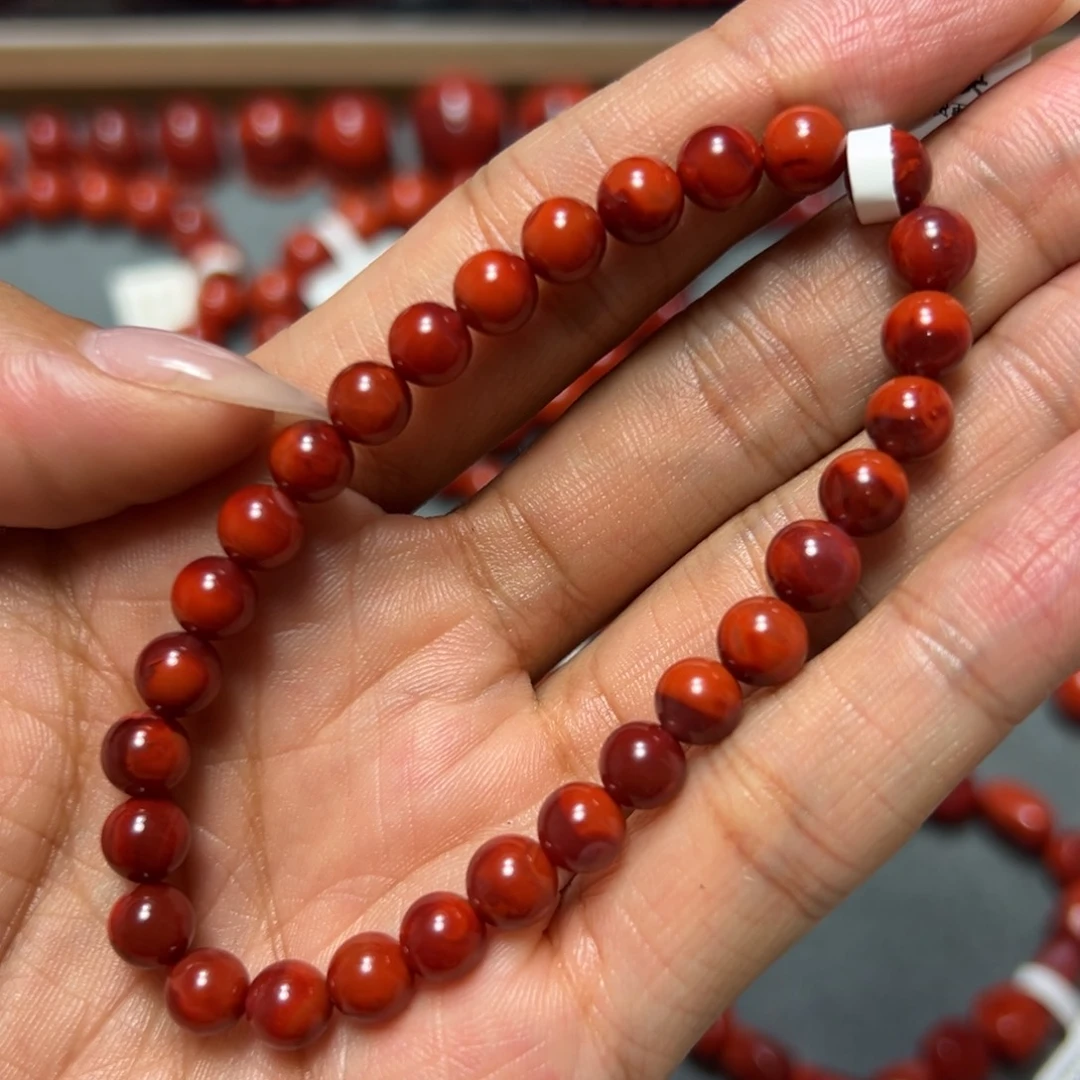 未镶嵌手串南红玛瑙深牛红双色 约6.6m m