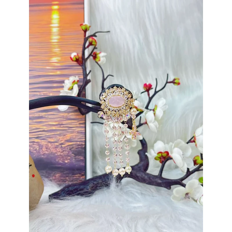 炑歌K335原创设计粉色流苏气质百搭款18公分发簪