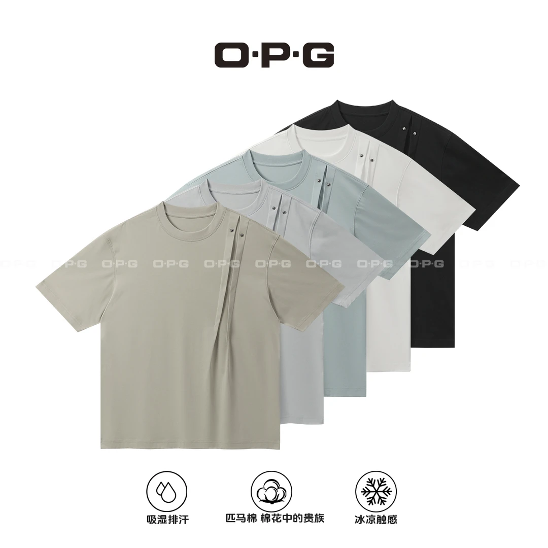 遥发服装【“80支凉感匹马棉”铆钉结构短袖】夏季情侣百搭T恤2366