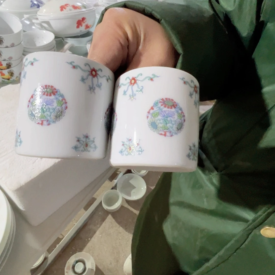 瓷景德镇高温陶瓷菊2只