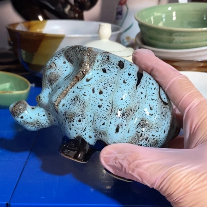 瓷片窑变小象摆件