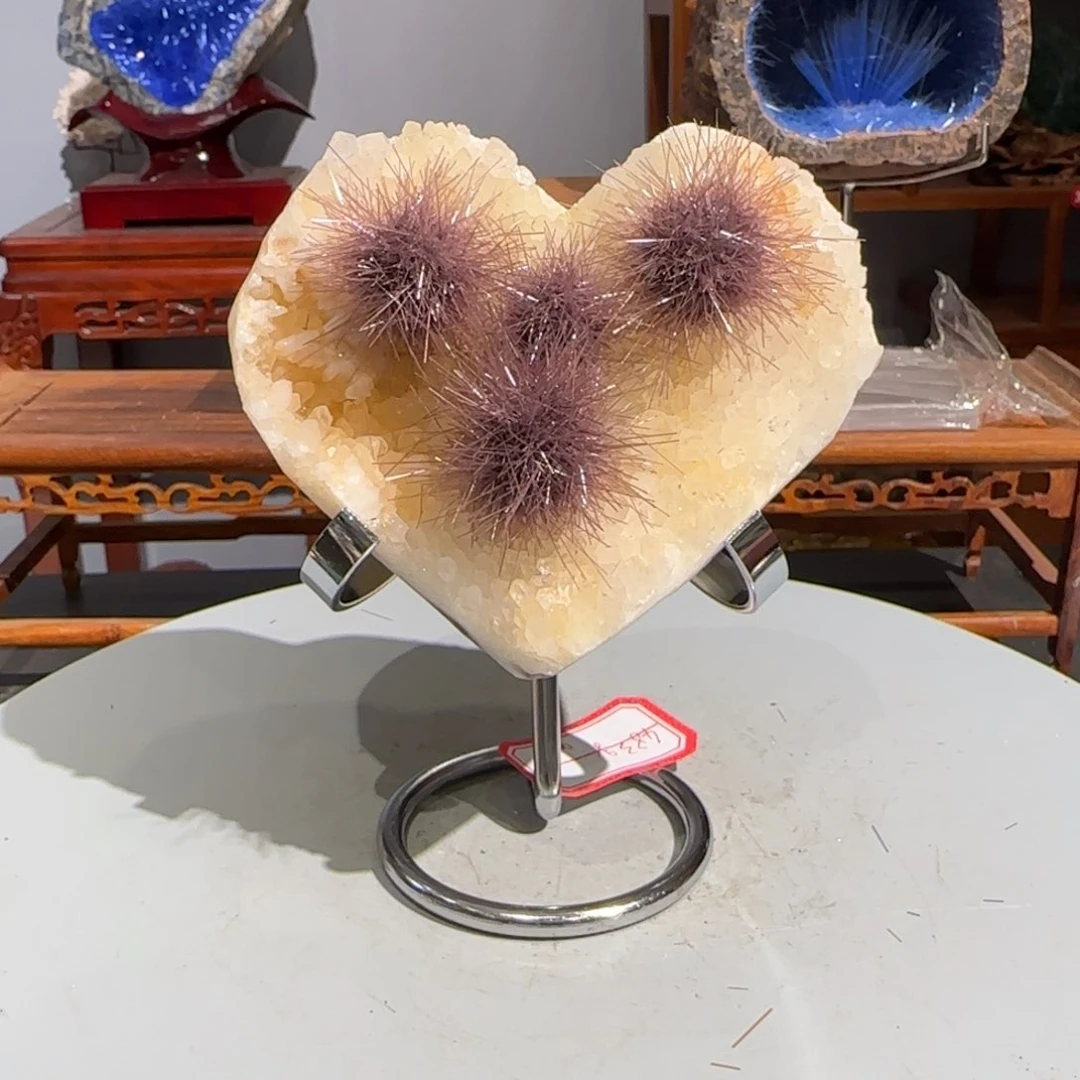 紫砂茶周边矿物晶体摆件中*红