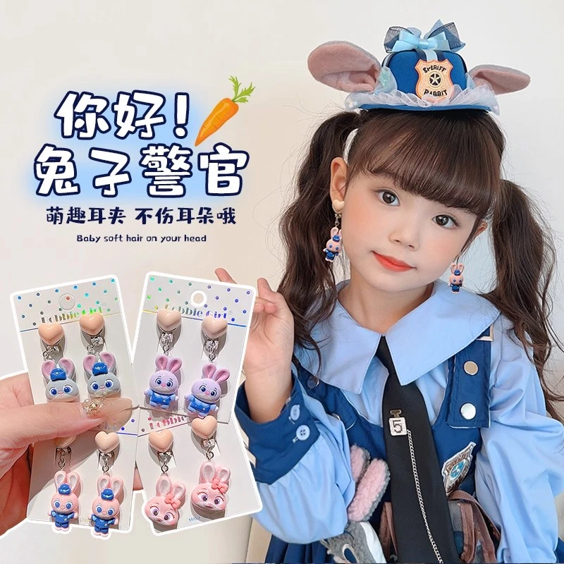 儿童耳夹三丽鸥卡通无耳洞耳钉2024新款宝宝防痛耳环耳坠饰品首饰