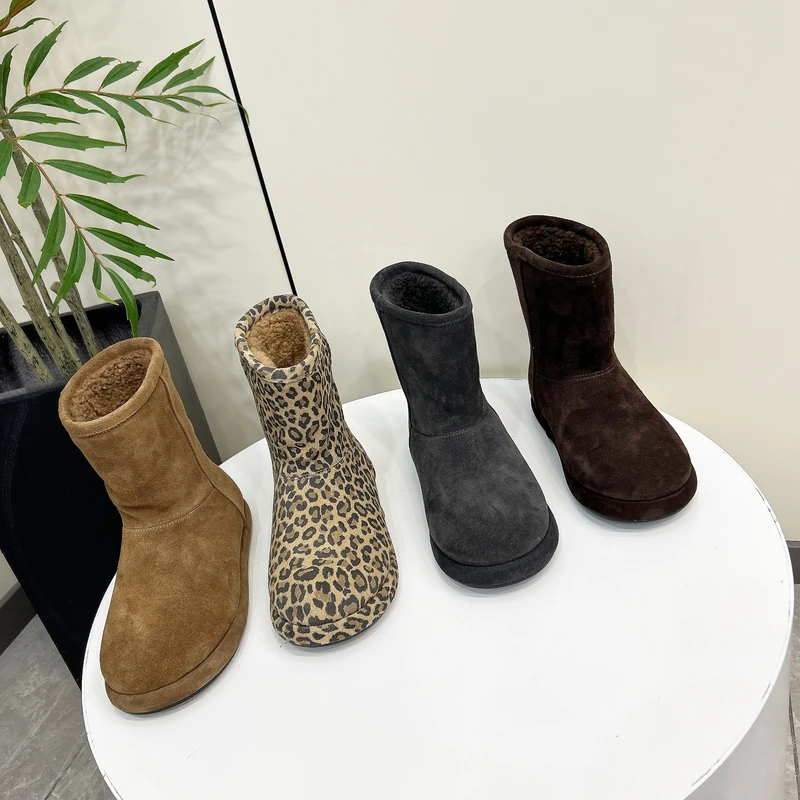 雪地靴女冬季新款羊羔毛平底中筒棉靴时尚洋气保暖二棉靴G79-176D