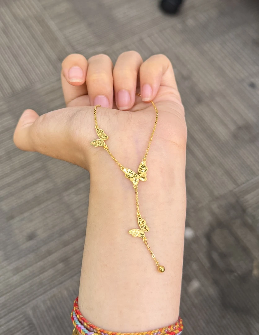 足金999 碎冰大蝴蝶套链