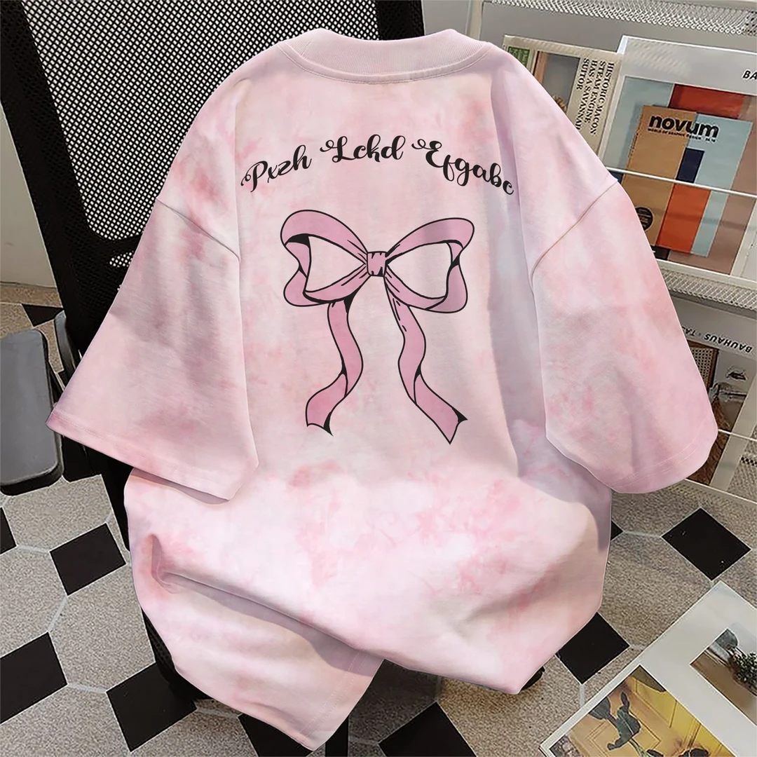 100%纯棉日系甜酷宽松圆领扎染短袖t恤男女夏季情侣可爱休闲上衣