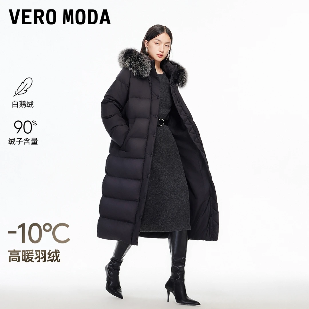 Vero Moda羽绒服女2025冬季新款90白鹅绒狐狸毛皮领外套325412006